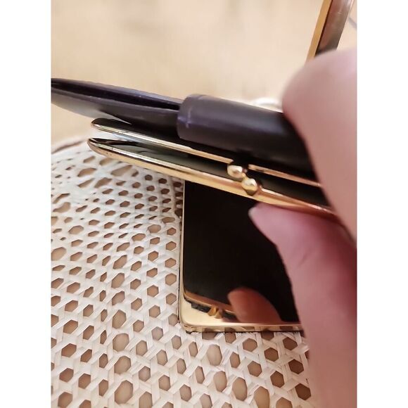 Vintage Rolfs Genuine Leather Bifold Wallet Organizer Brown Kiss Lock Coin Purse - Picture 3 of 5